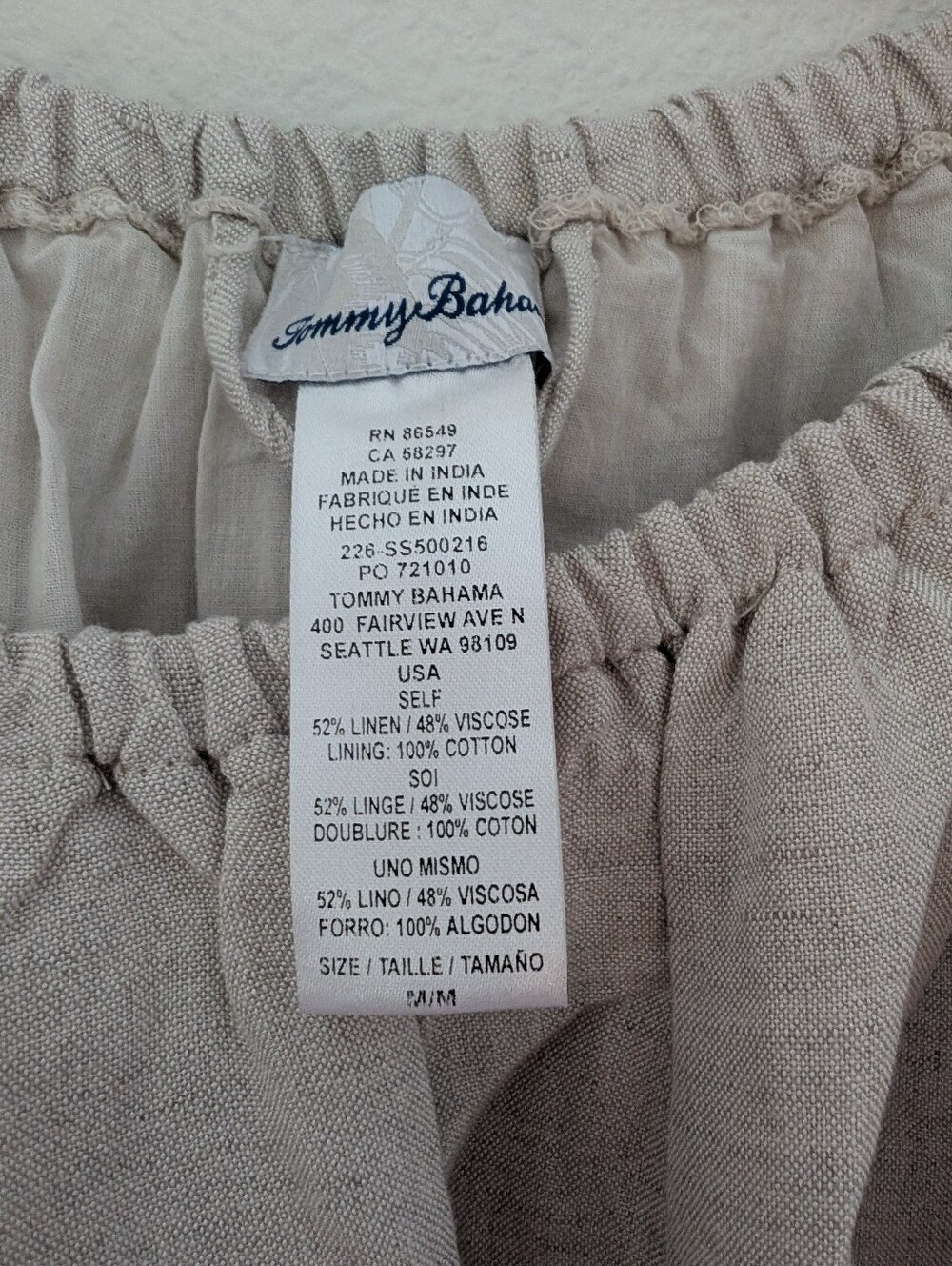 Tommy Bahama Light Cream Peasant Midi Dress with Ruffle Hem - Picture 5 of 6